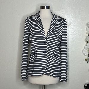 New York & Co. 7th Avenue Design Studio Striped Blue White Size 8 Blazer Jacket